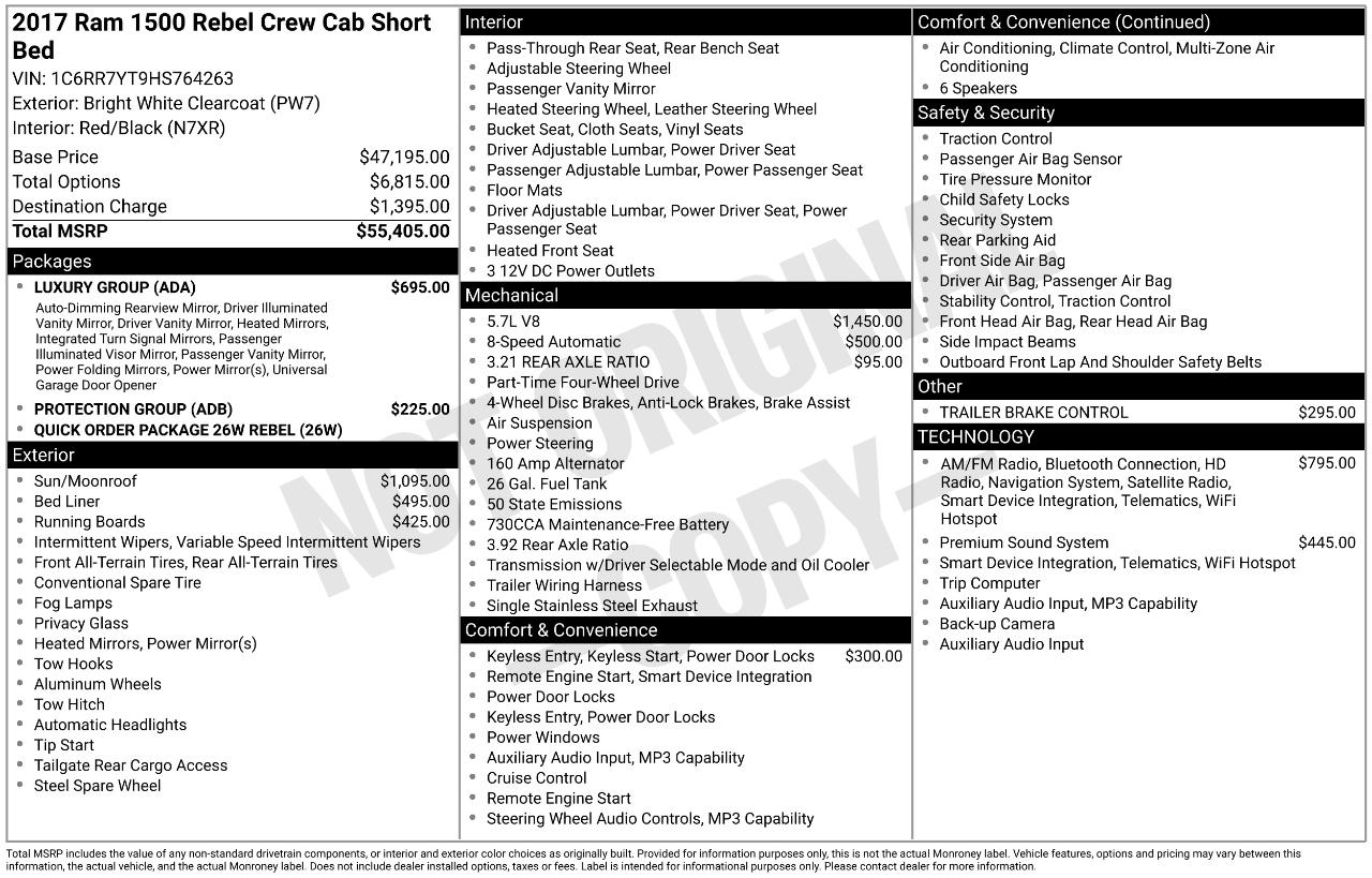 RAM 1500 Rebel Crew Cab SWB 4WD 2017