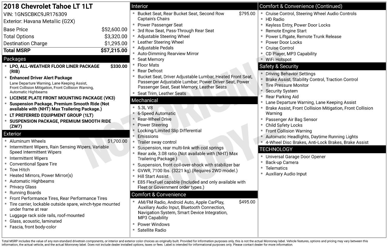 Chevrolet Tahoe LT 2WD 2018