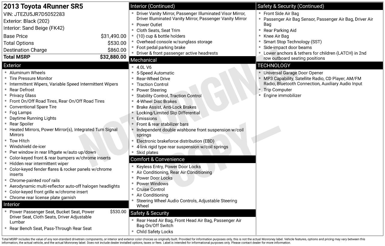 Toyota 4Runner SR5 2WD 2013