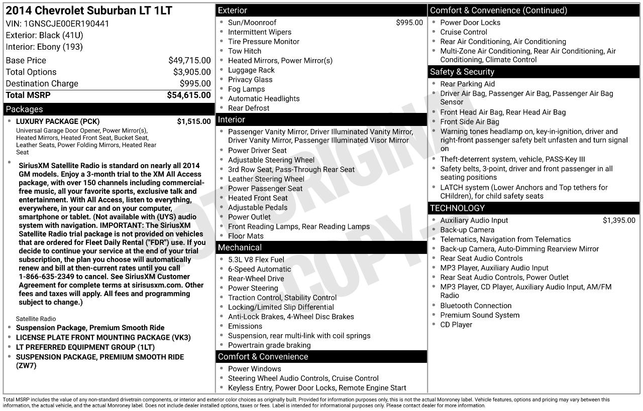 Chevrolet Suburban LT 1500 2WD 2014