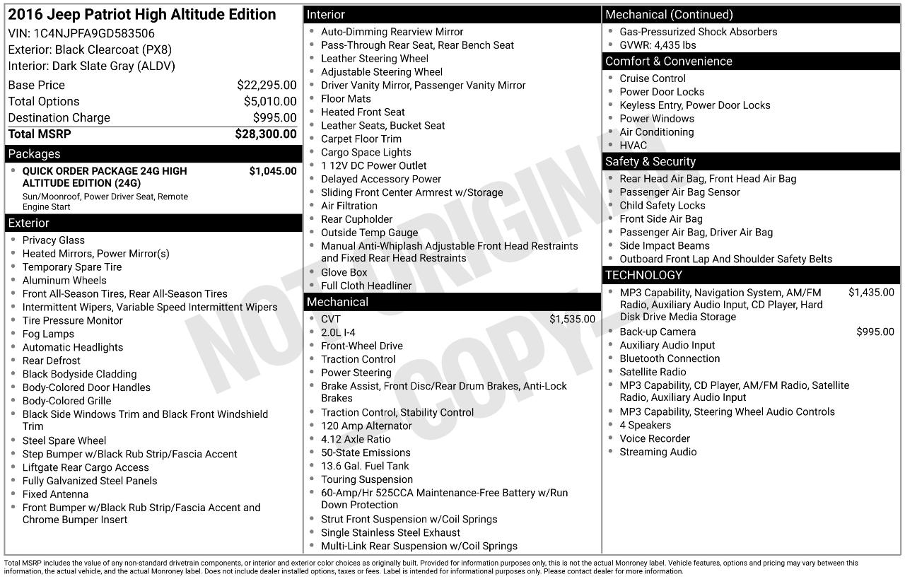 Jeep Patriot Latitude 2WD 2016