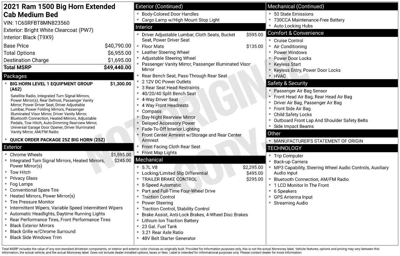 RAM 1500 Big Horn Quad Cab 4WD 2021