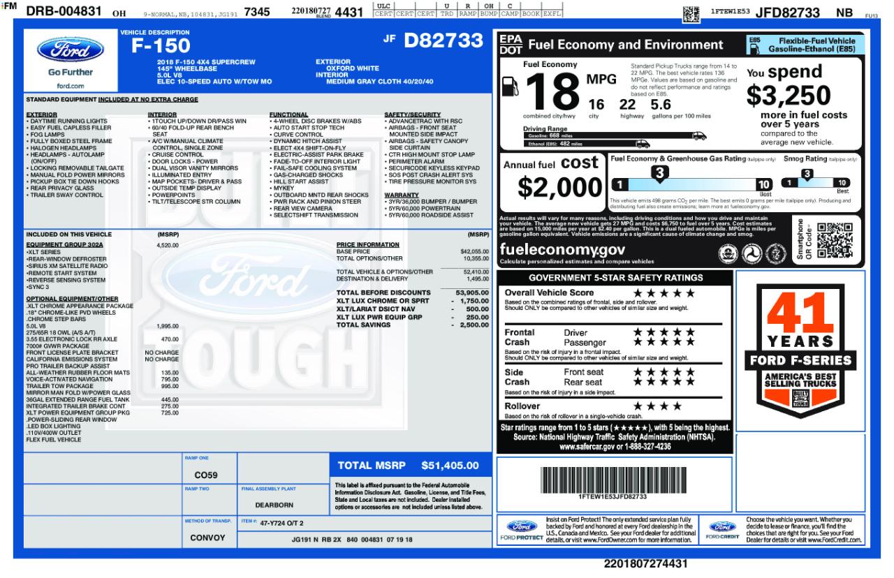 Ford F-150 XLT SuperCrew 5.5-ft. Bed 4WD 2018