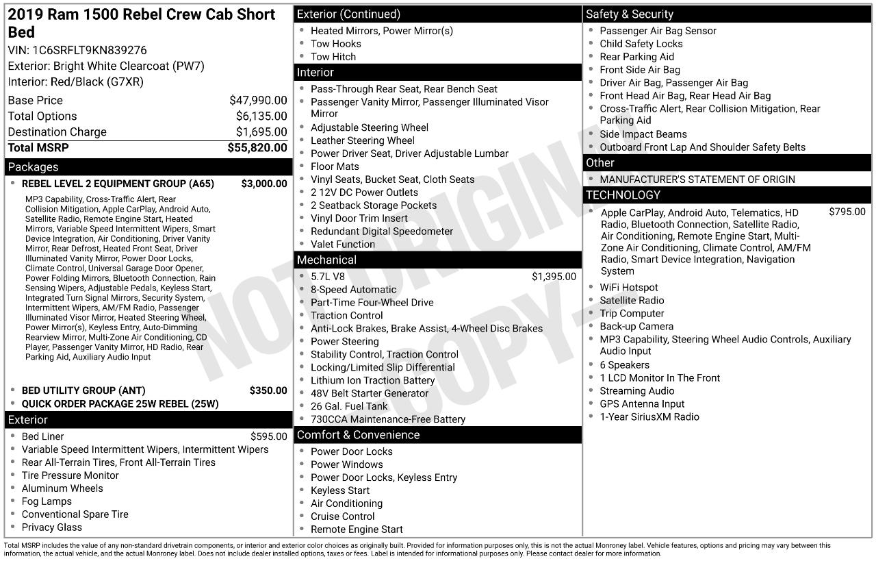 RAM 1500 Rebel Crew Cab SB 4WD 2019