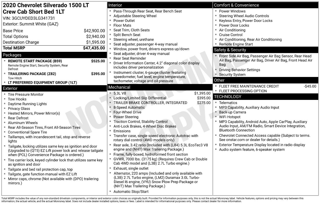 Chevrolet Silverado 1500 LT Crew Cab 4WD 2020