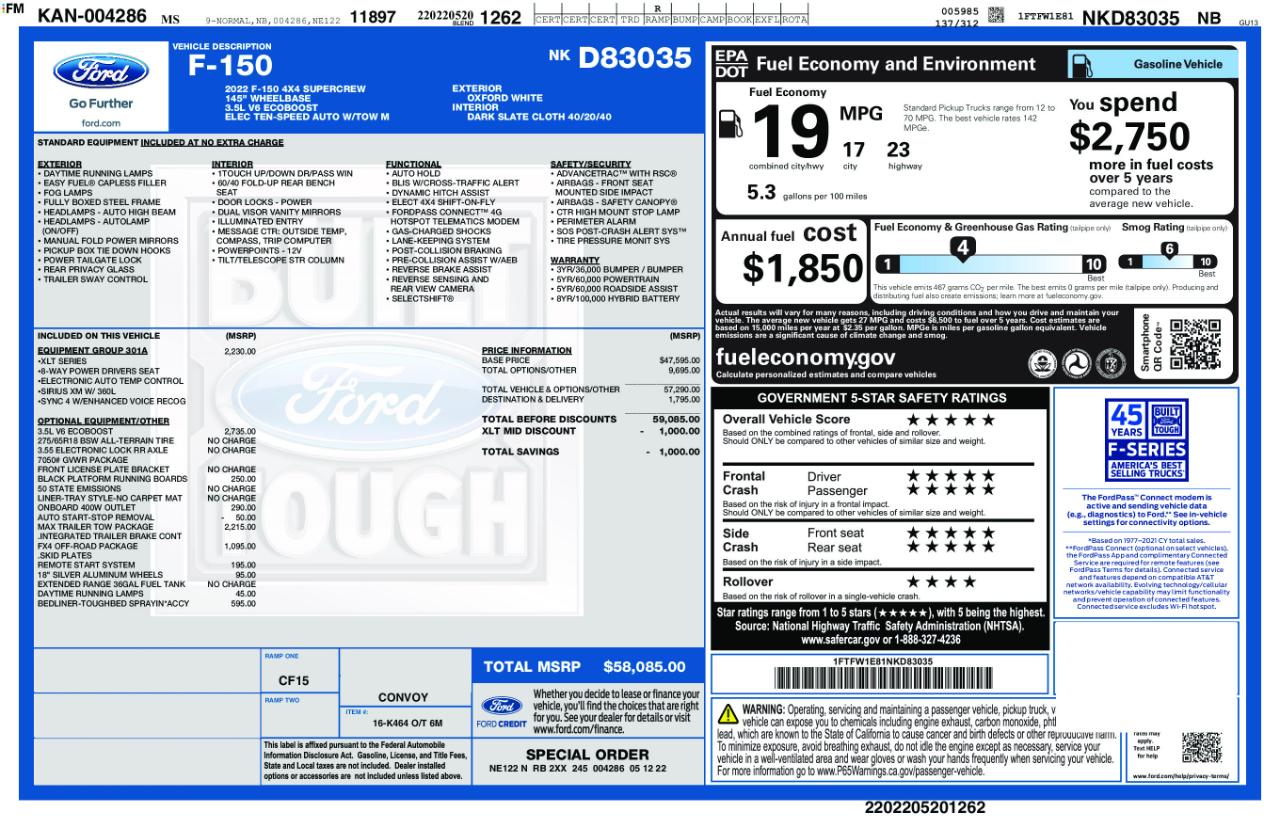 Ford F-150 XLT SuperCrew 5.5-ft. Bed 4WD 2022