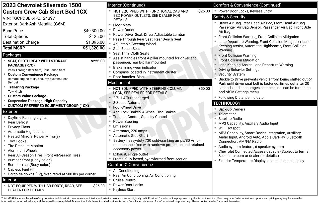 Chevrolet Silverado 1500 Custom Crew Cab 4WD 2023