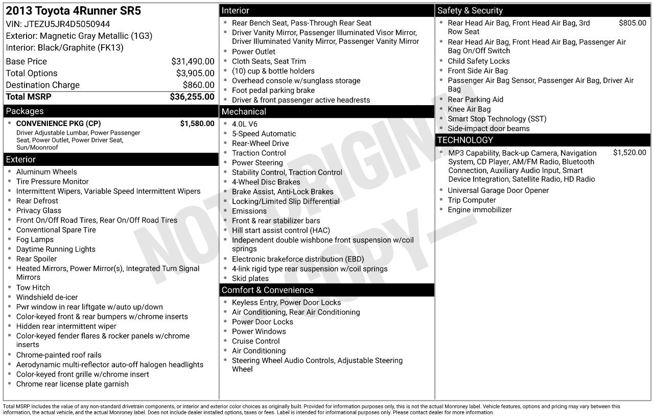 Toyota 4Runner SR5 2WD 2013