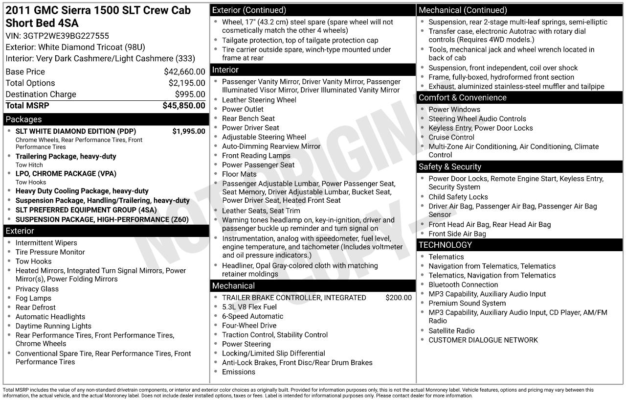 GMC Sierra 1500 SLT Crew Cab 4WD 2011