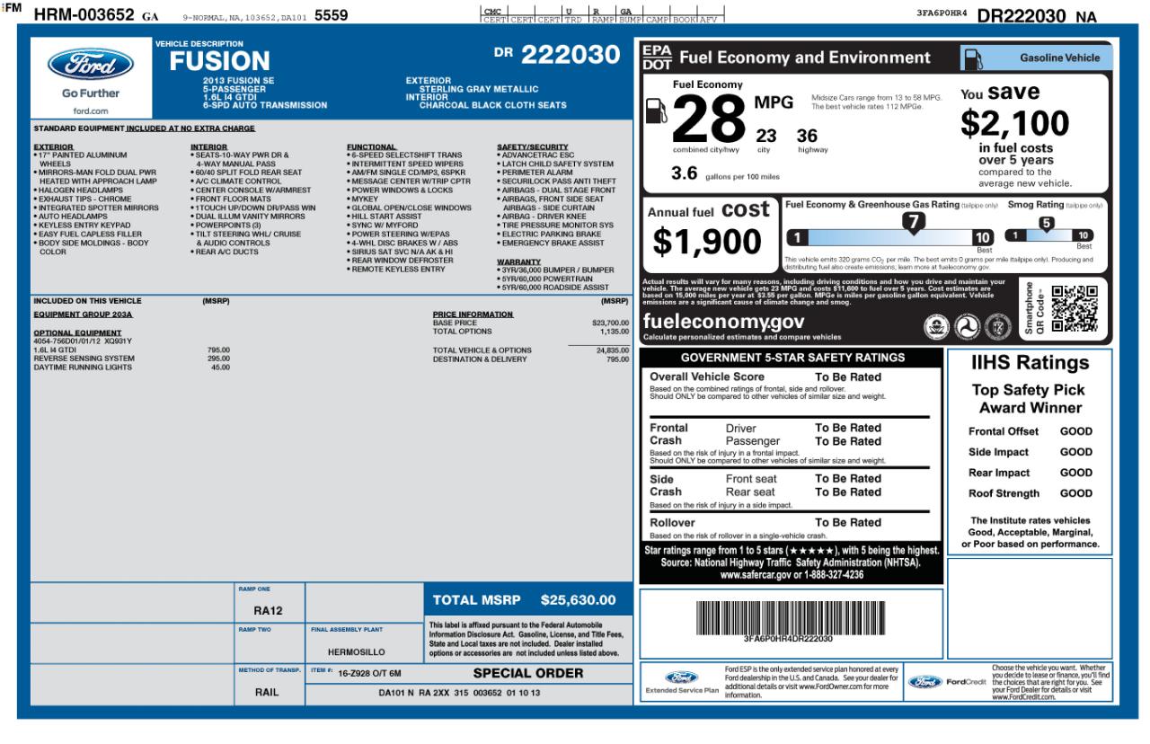 Ford Fusion SE 2013