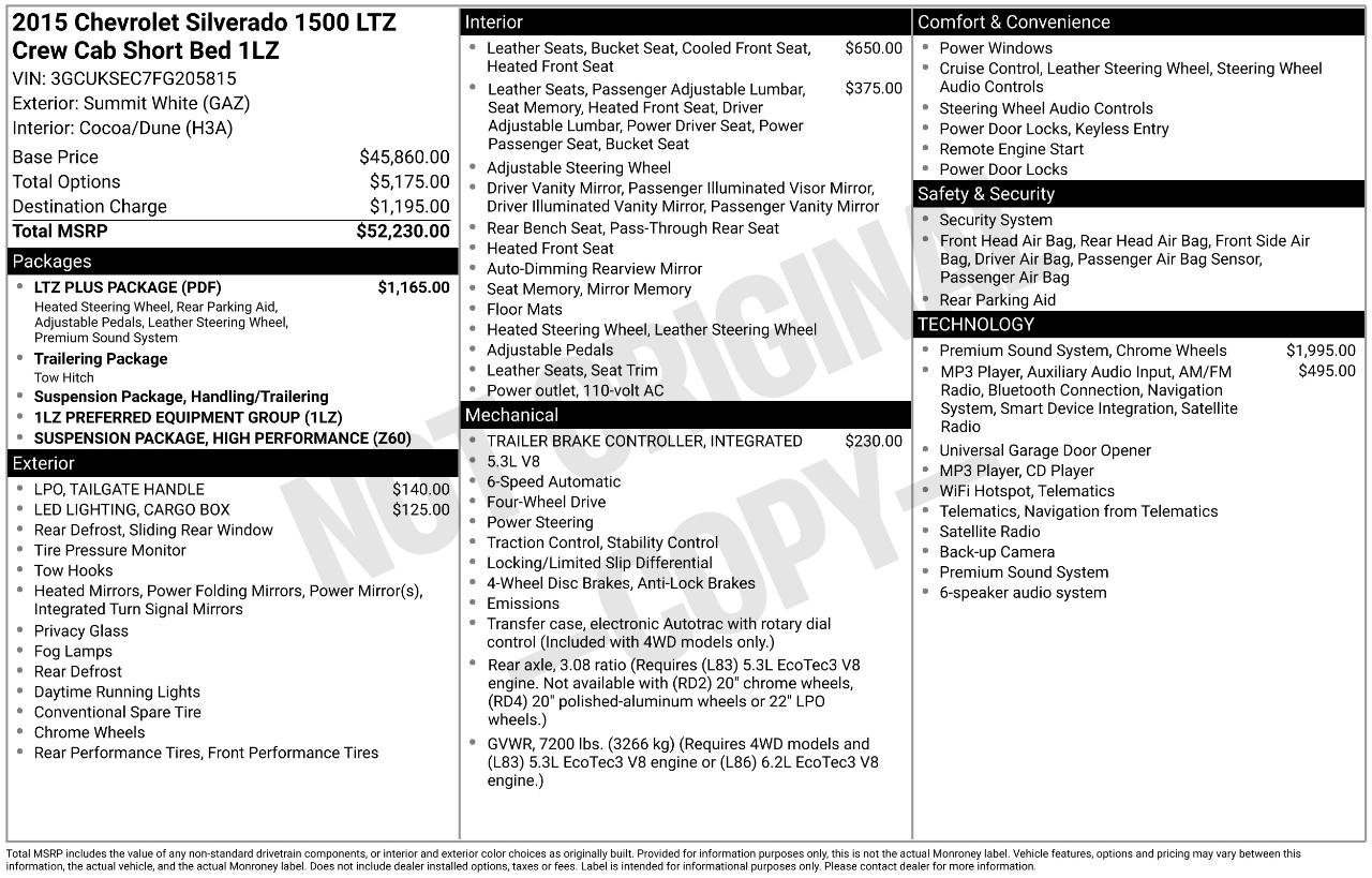 Chevrolet Silverado 1500 LTZ Crew Cab 4WD 2015