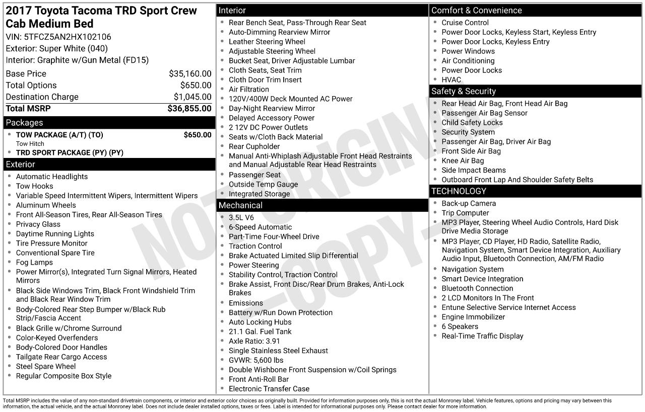 Toyota Tacoma TRD Sport Double Cab V6 2017
