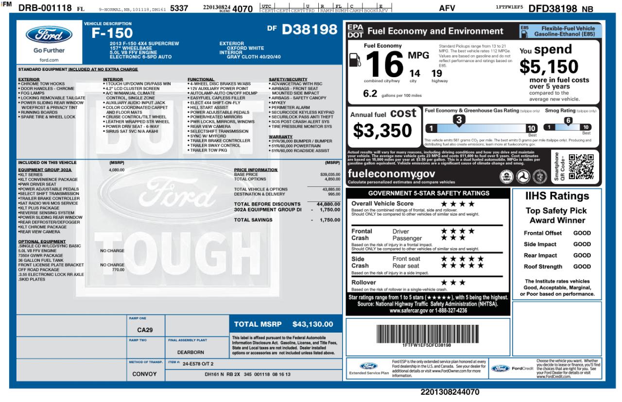 Ford F-150 XLT SuperCrew 6.5-ft. Bed 4WD 2013