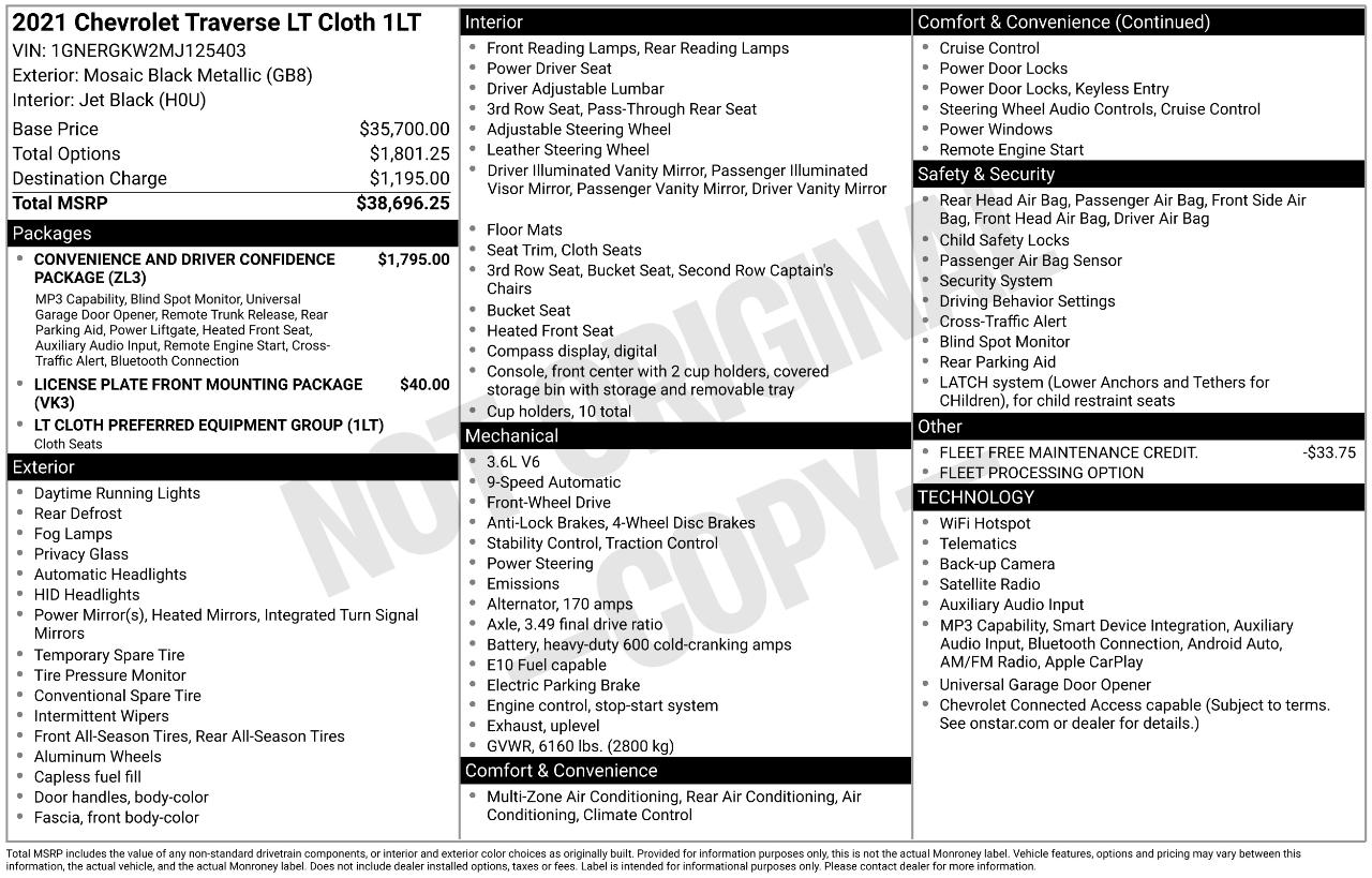 Chevrolet Traverse LT Cloth FWD 2021
