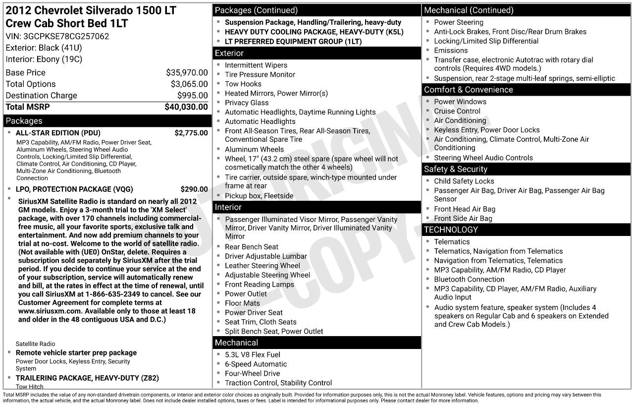 Chevrolet Silverado 1500 LT Crew Cab 4WD 2012