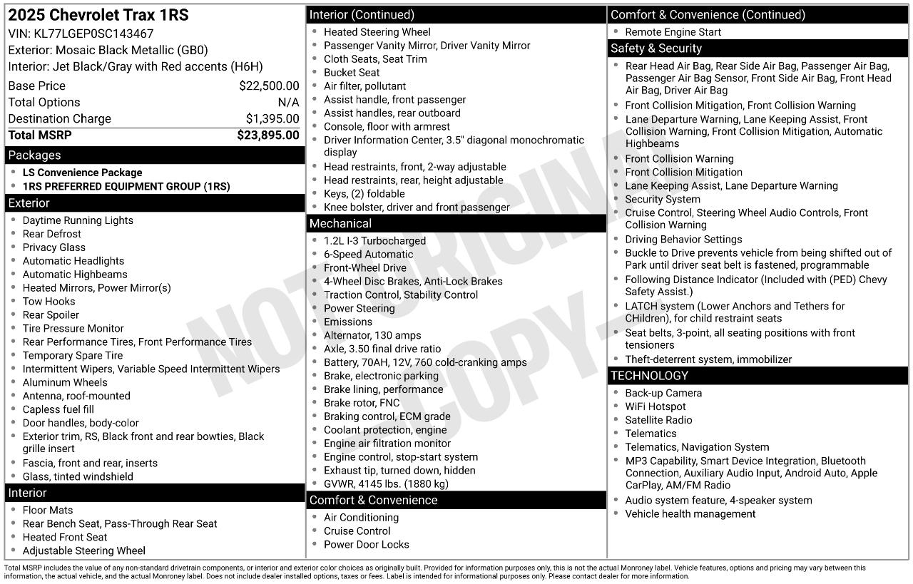 Chevrolet Trax 1RS 2025