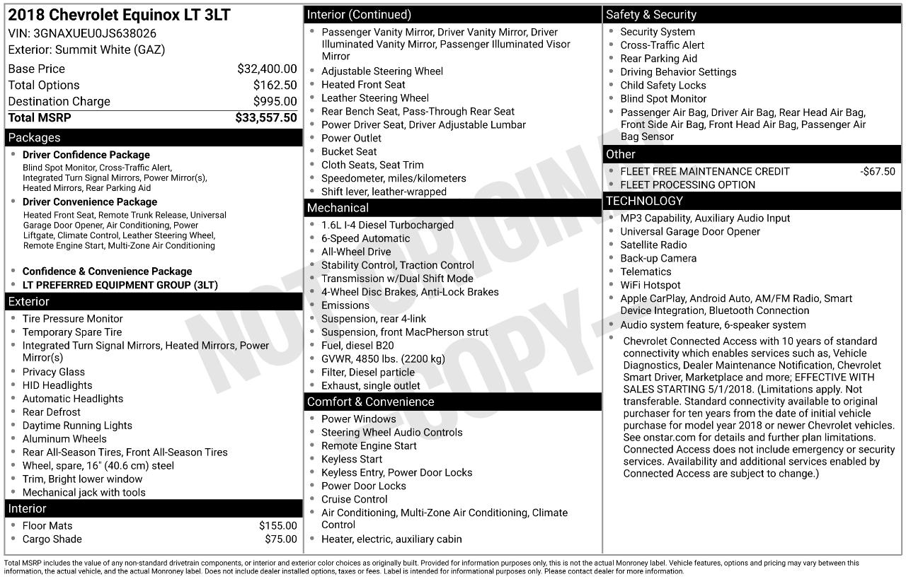 Chevrolet Equinox LT AWD 2018