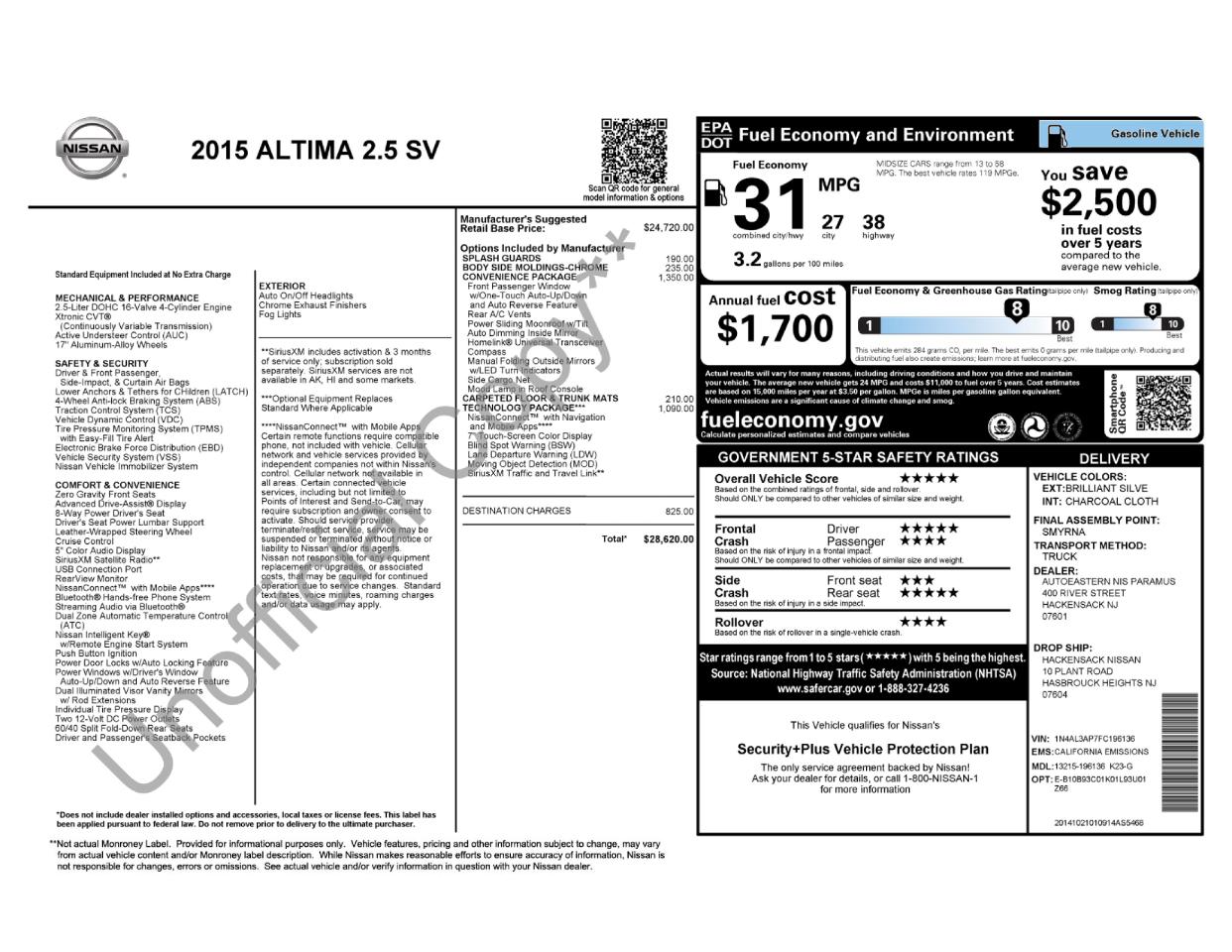 Nissan Altima 2.5 SV 2015