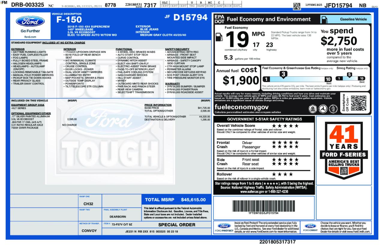 Ford F-150 XLT SuperCrew 5.5-ft. Bed 4WD 2018
