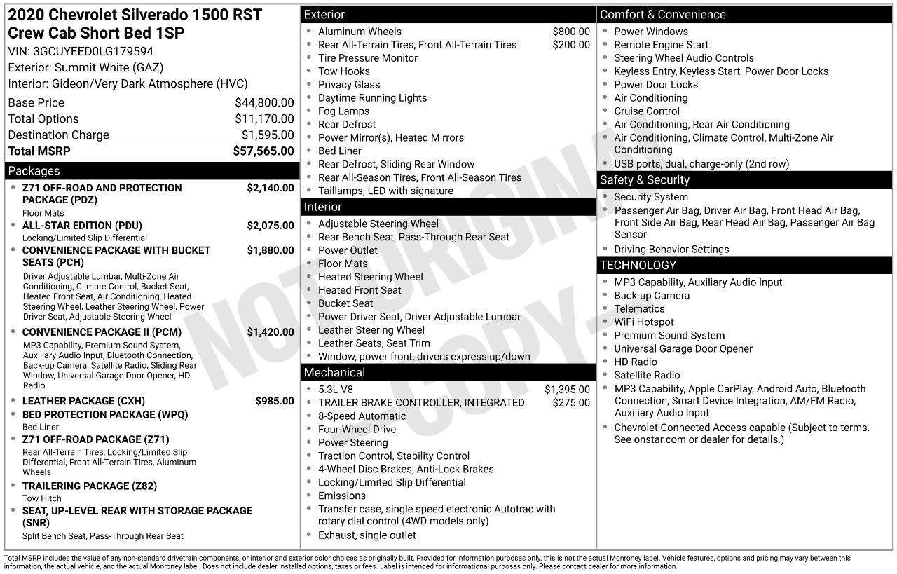 Chevrolet Silverado 1500 RST Crew Cab 4WD 2020