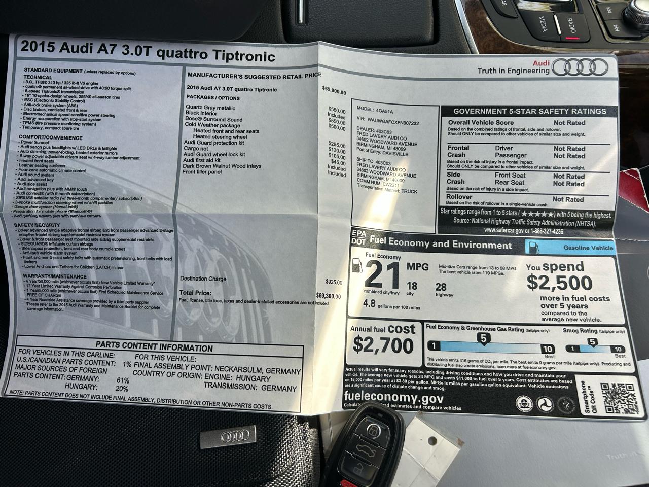 Audi A7 4dr HB quattro 3.0 Premium Plus 2015