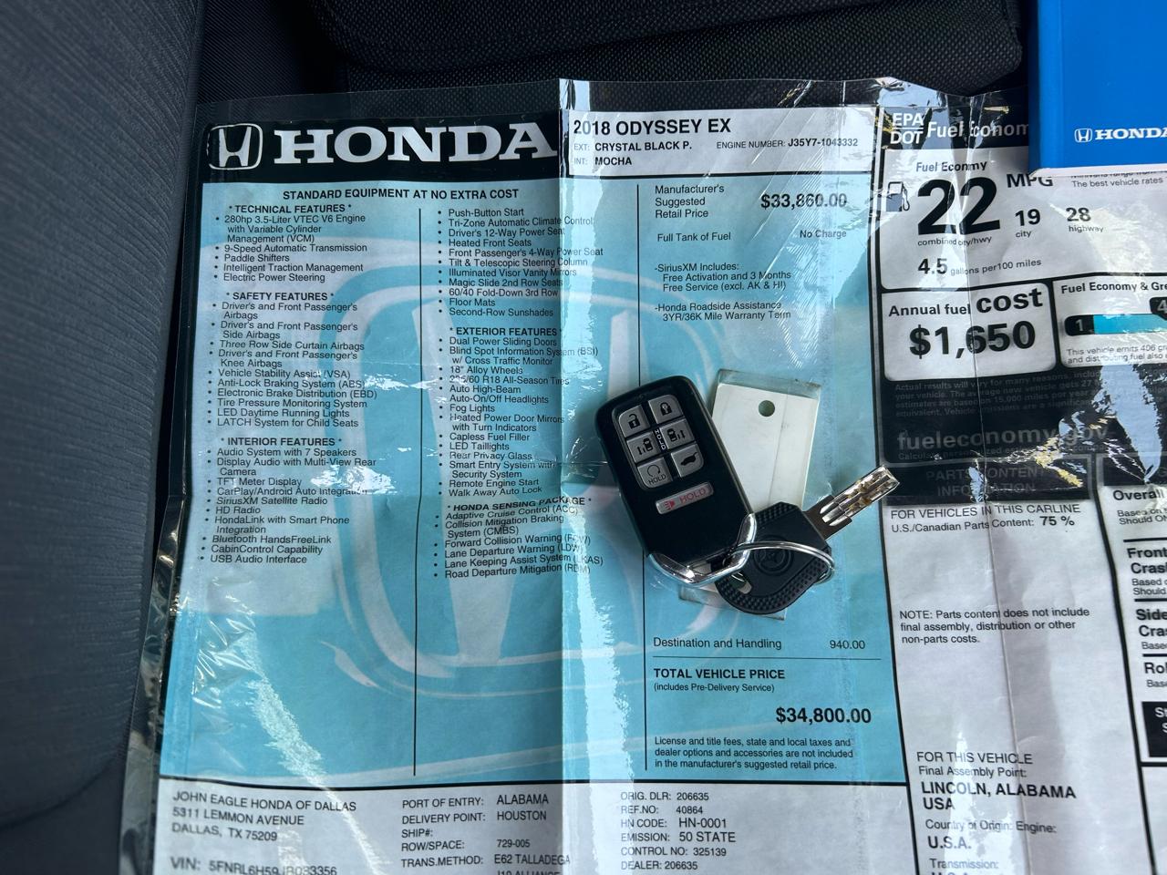 Honda Odyssey EX Auto 2018