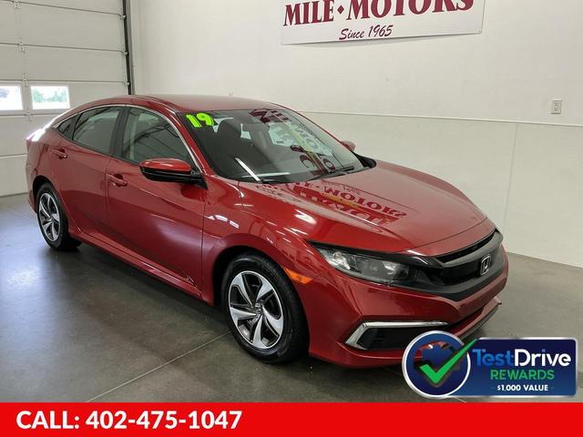 Red 2019 Honda Civic Sedan Front-Wheel Drive Continuously Variable Transmission