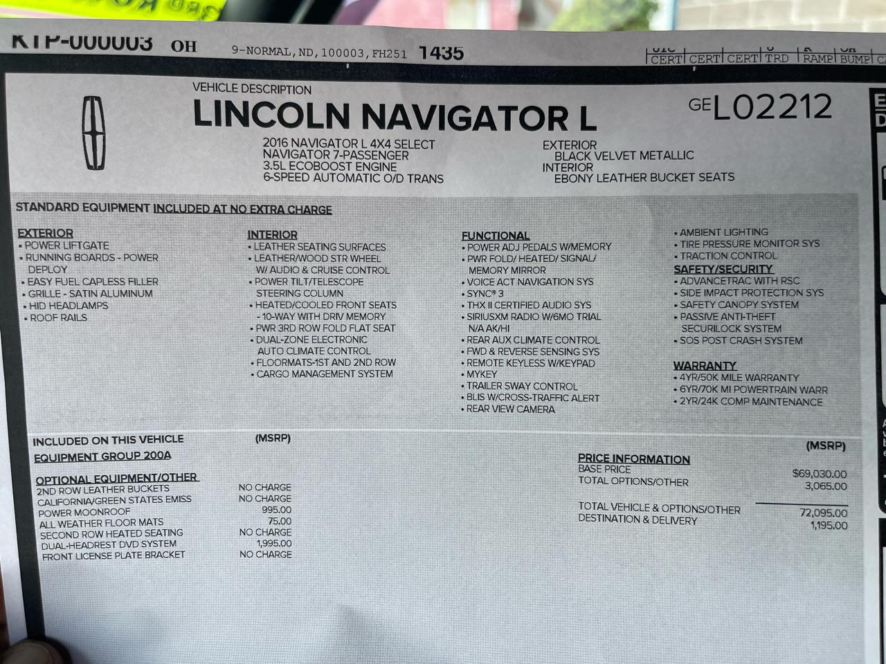 Lincoln Navigator L 4WD 4dr Select 2016