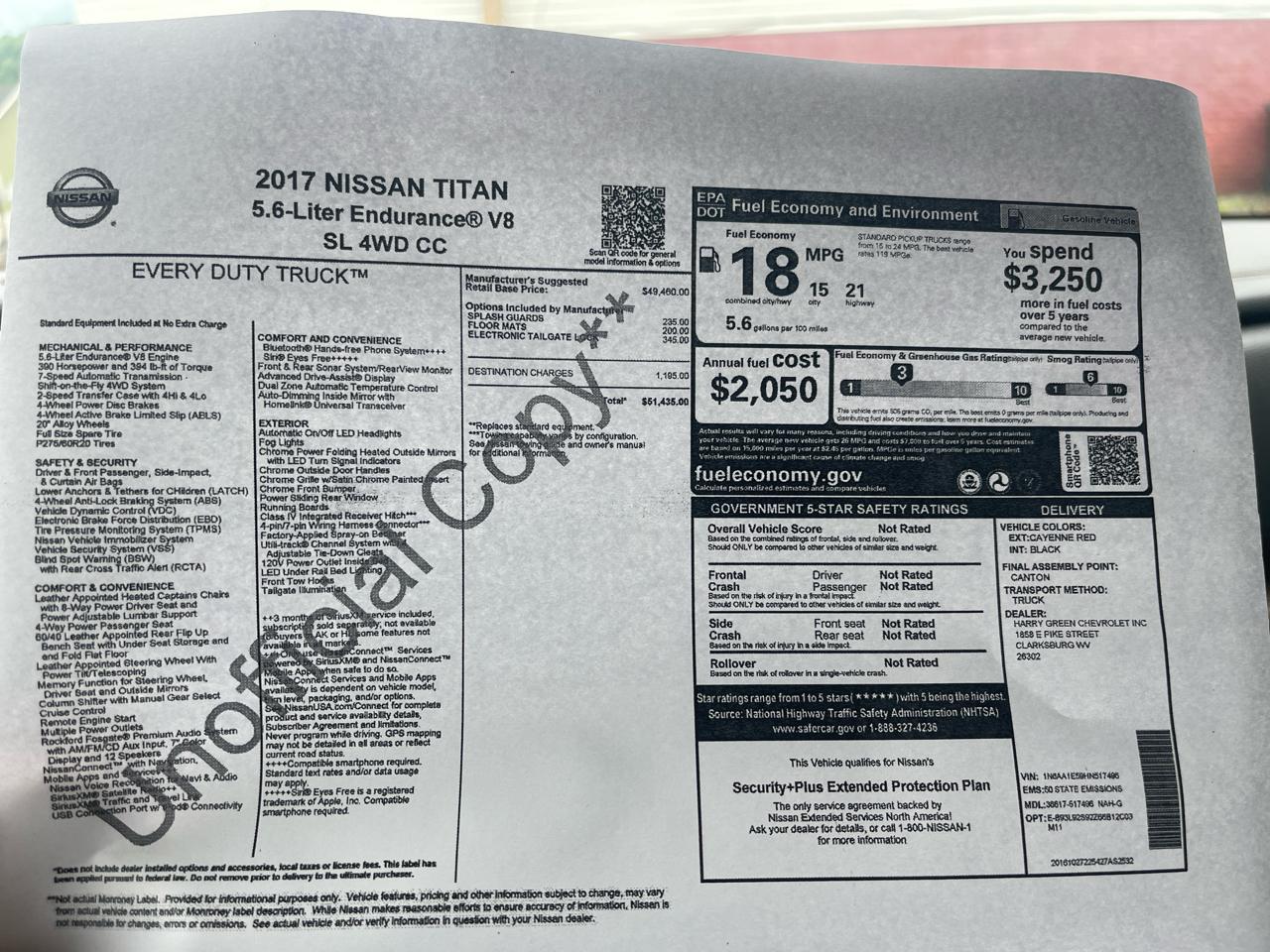 Nissan Titan 4x4 Crew Cab SL 2017