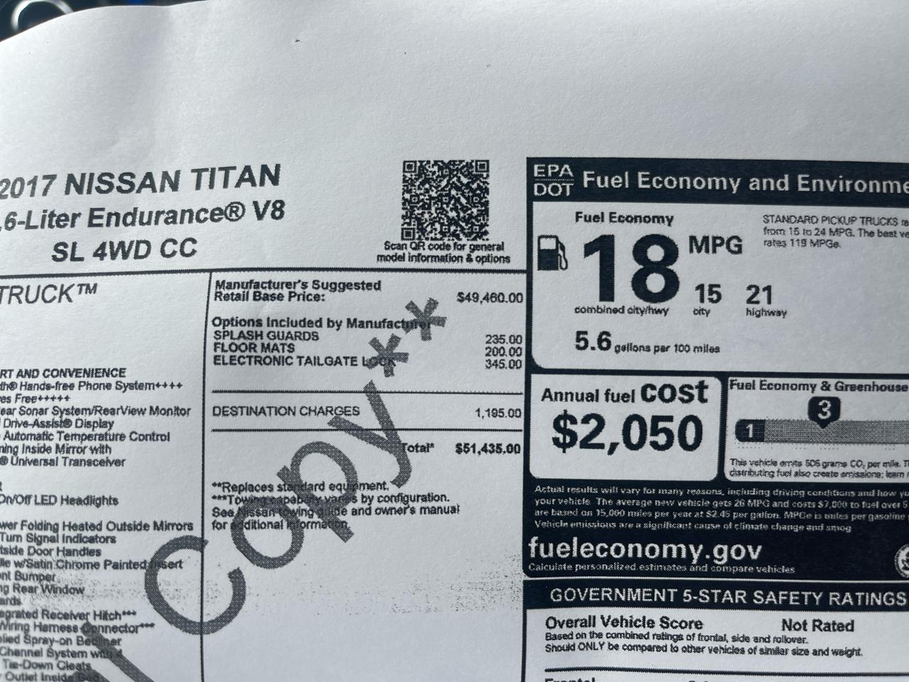 Nissan Titan 4x4 Crew Cab SL 2017