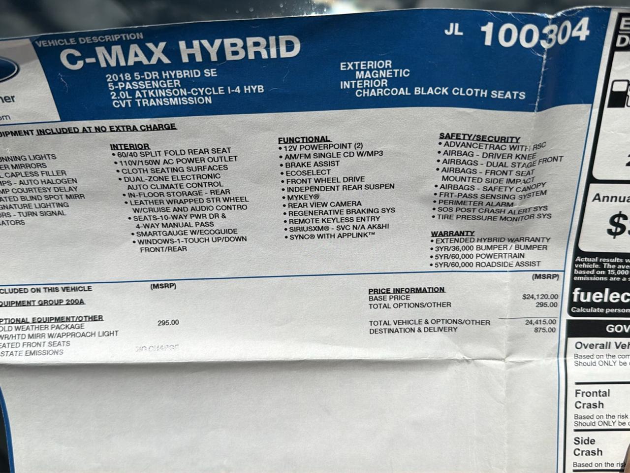 Ford C-Max Hybrid SE FWD 2018