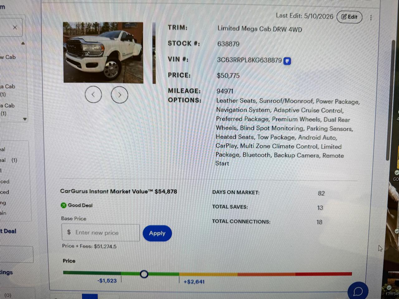 RAM 3500 Limited Mega Cab 4WD DRW 2019
