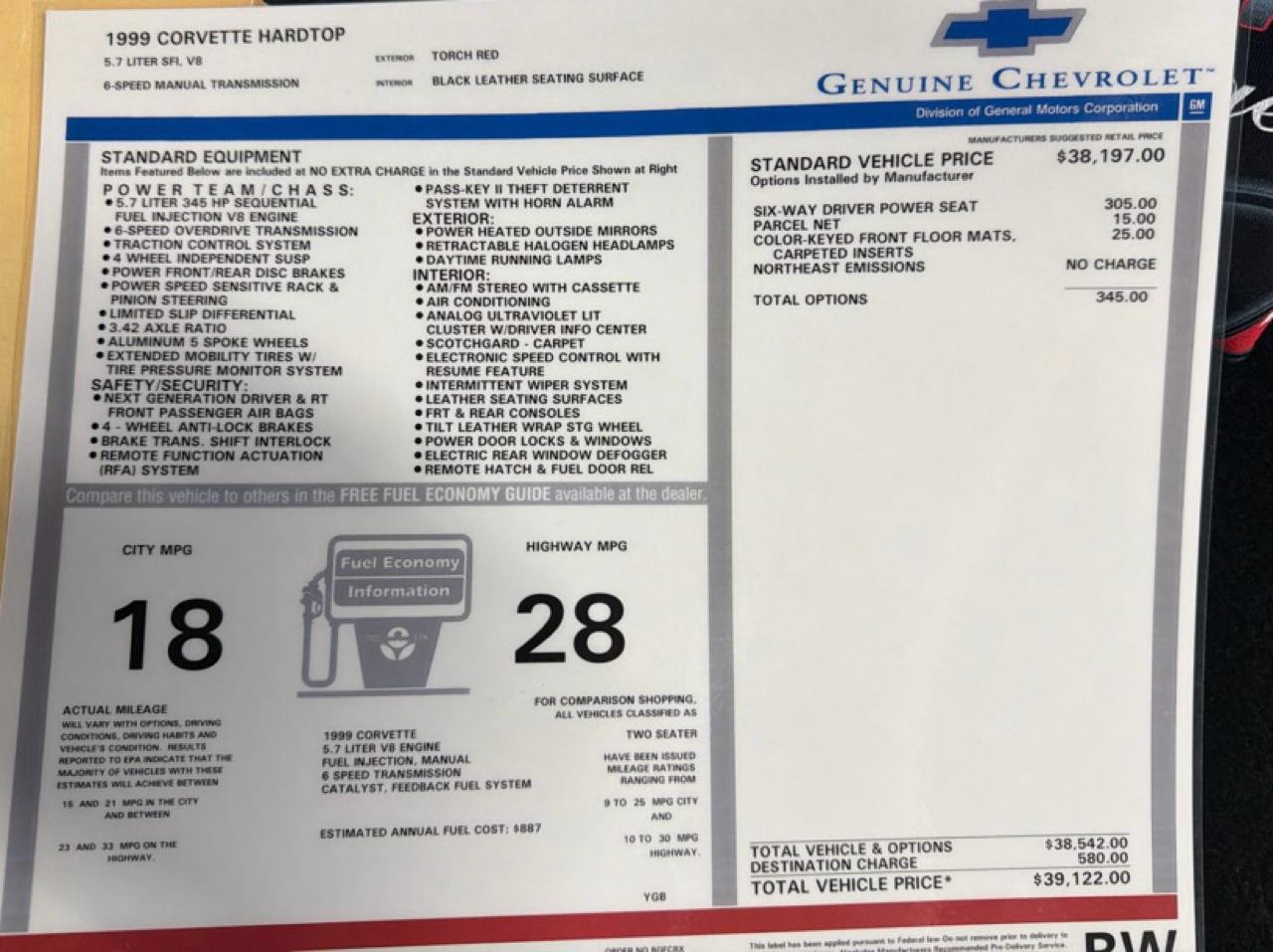 Chevrolet Corvette Hardtop 1999