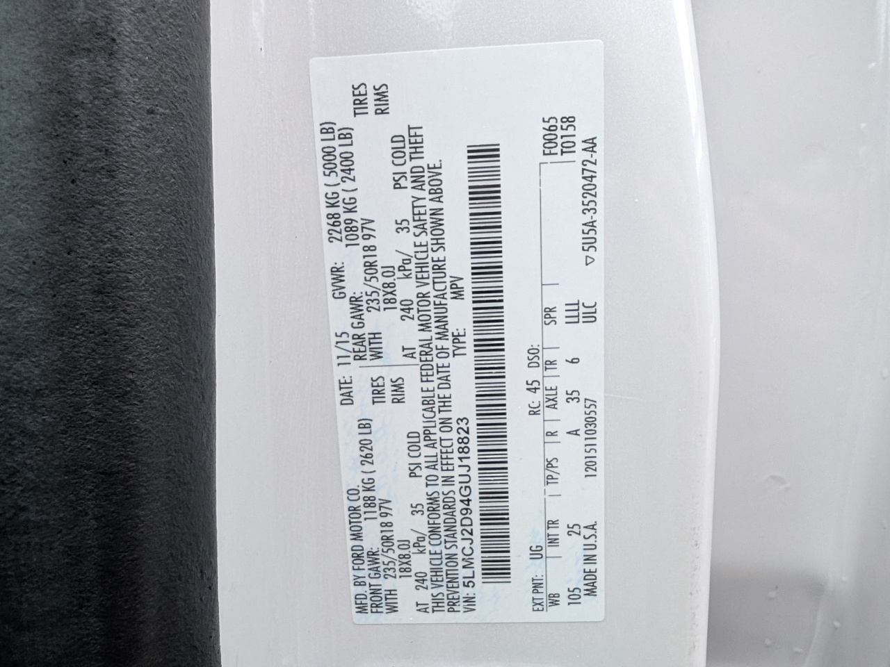 Lincoln MKC AWD 4dr Select 2016