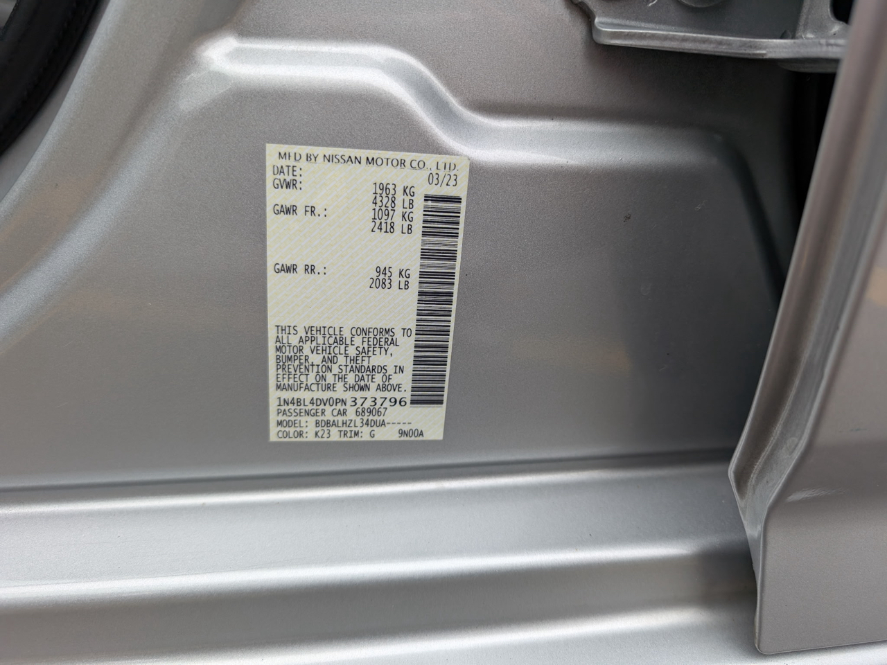 Nissan Altima 2.5 SV Sedan 2023