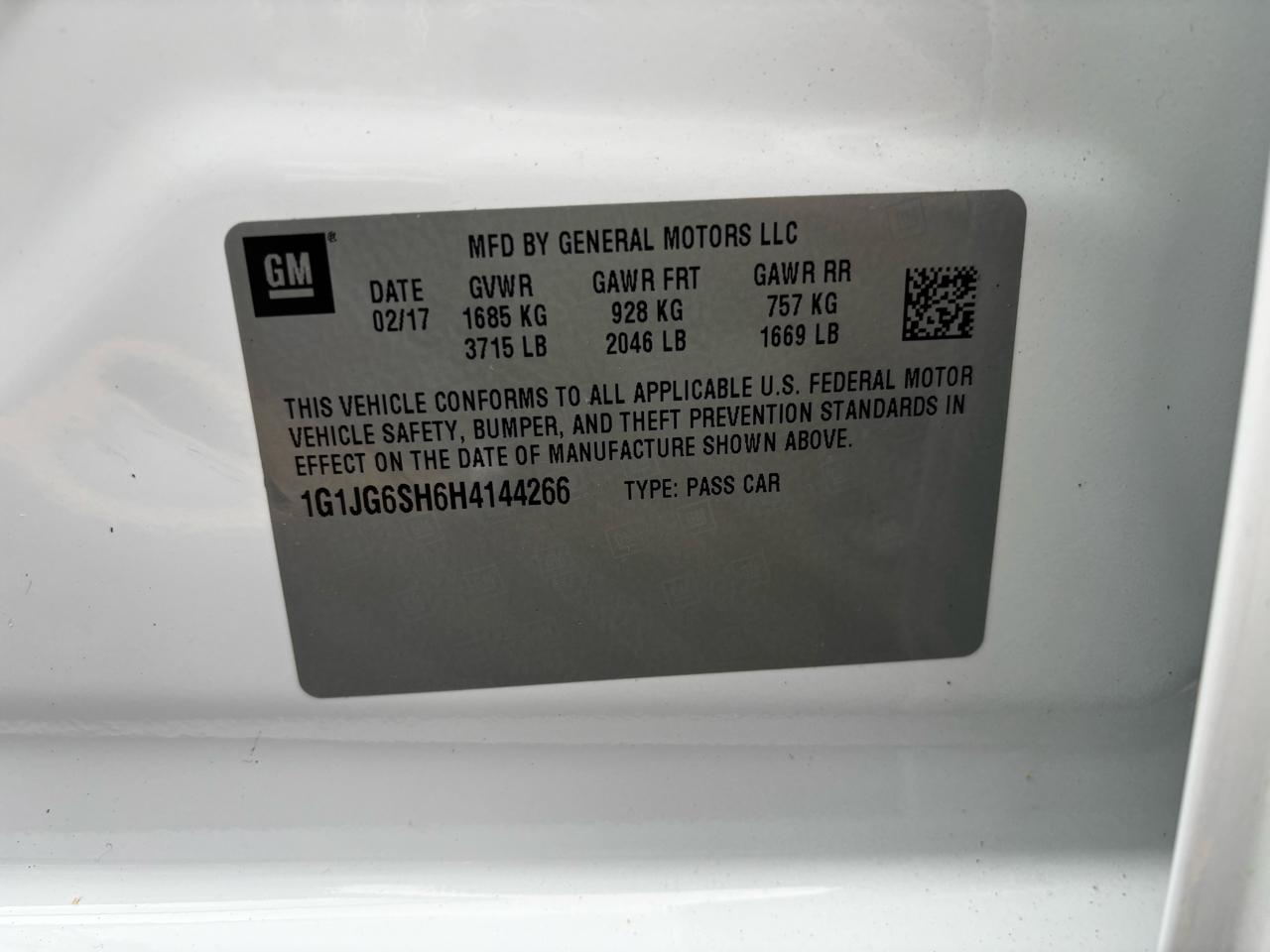 Chevrolet Sonic 5dr HB Auto LT w/1FL 2017