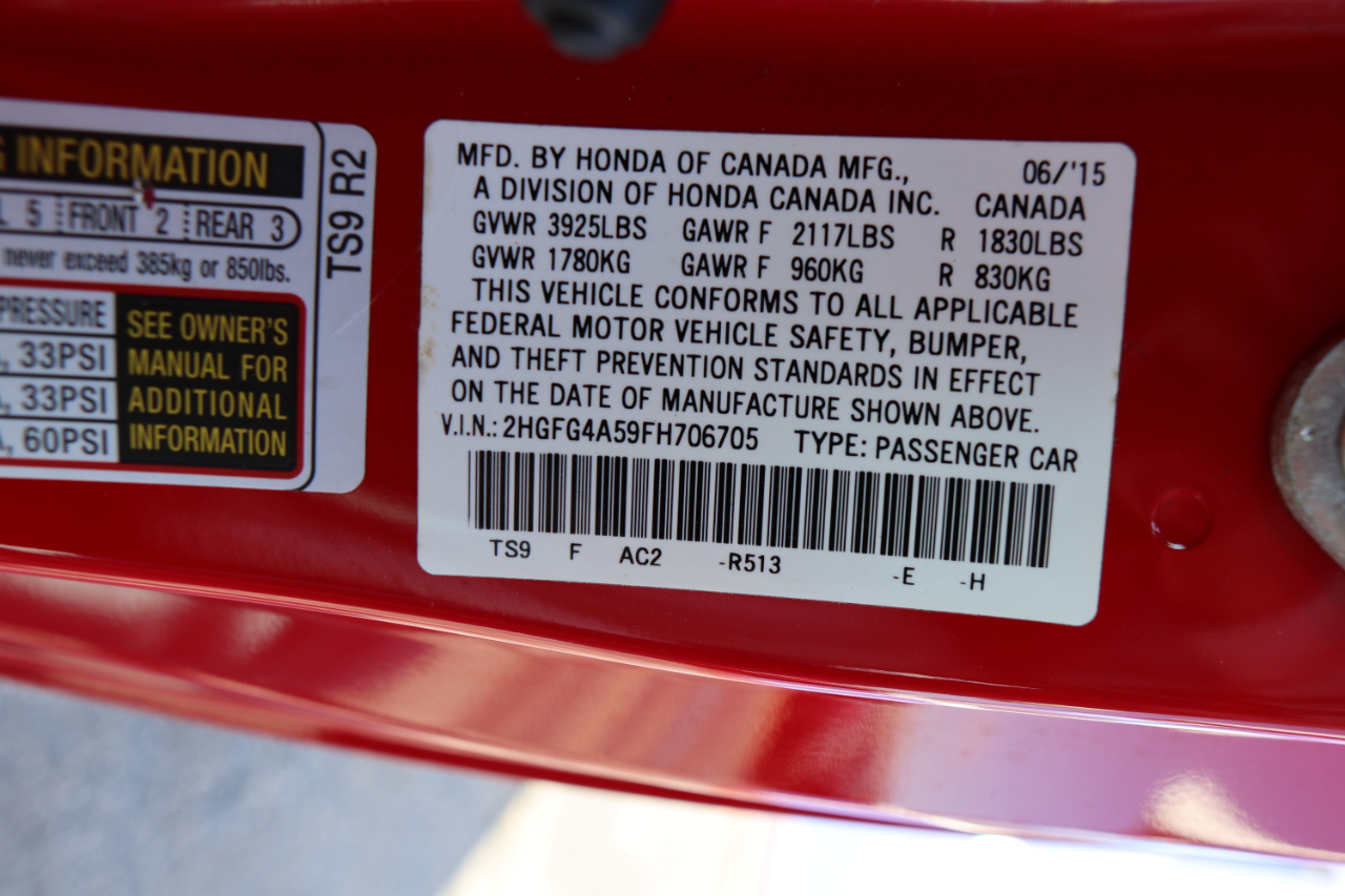 Honda Civic Coupe 2dr Man Si 2015