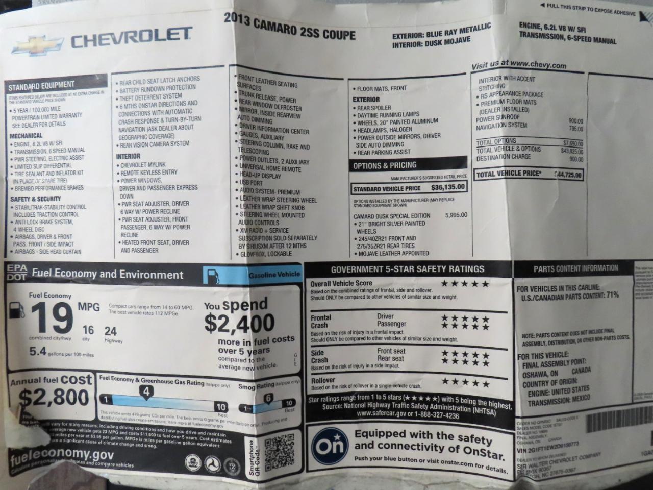 Chevrolet Camaro 2SS Coupe 2013