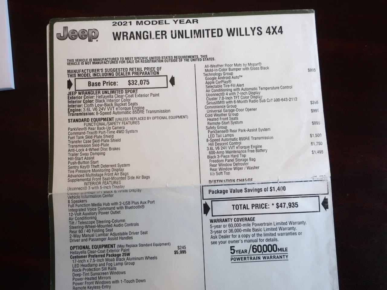 Jeep Wrangler Unlimited Willys Sport 4x4 2021