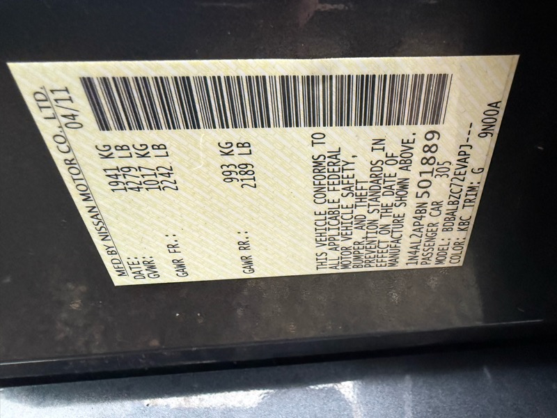 Nissan Altima 2.5 S 2011