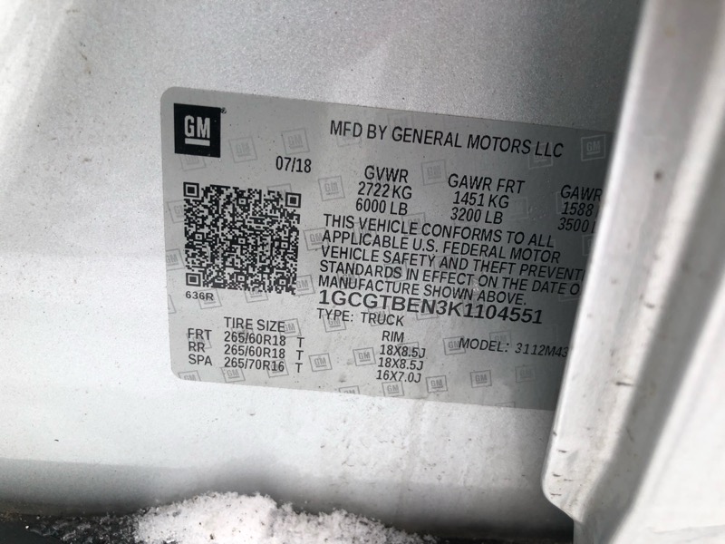 Chevrolet Colorado Work Truck Crew Cab 4WD Short Box 2019