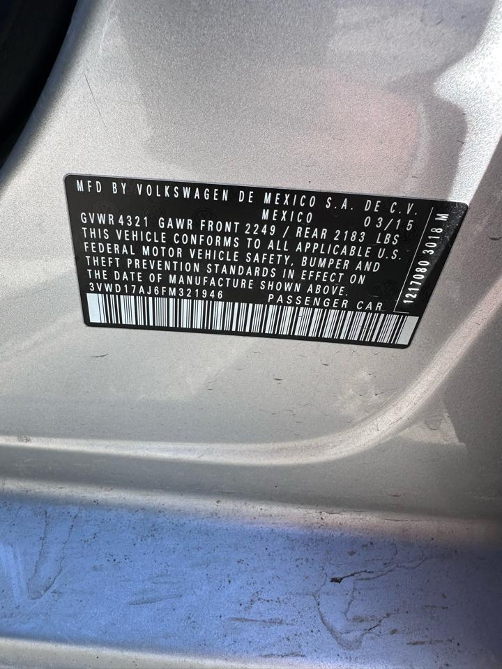 Volkswagen Jetta Sedan 4dr Auto 1.8T SE PZEV 2015