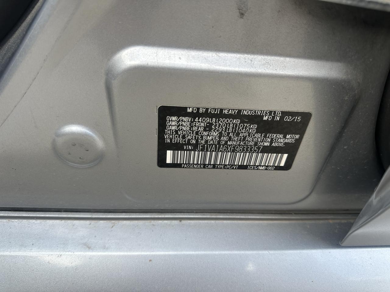 Subaru WRX 4dr Sdn Man 2015