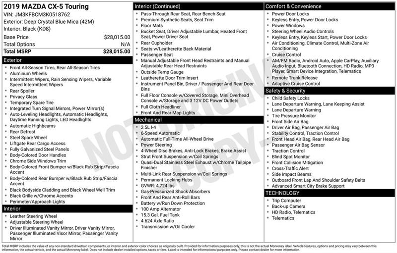 Mazda CX-5 Touring AWD 2019 Mazda CX-5 Touring AWD 2019