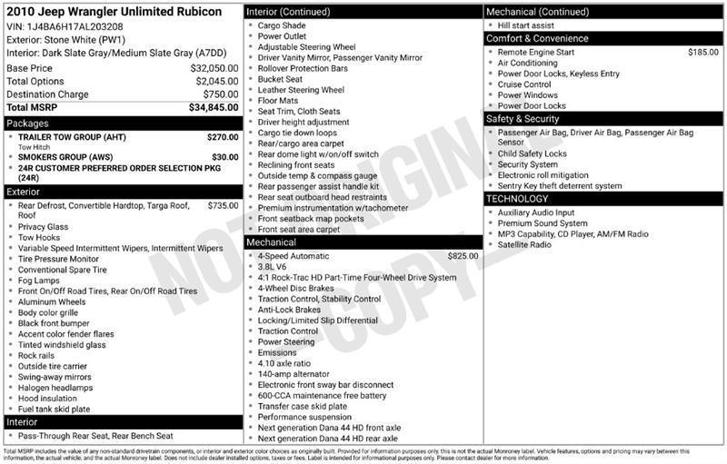 Jeep Wrangler Unlimited Rubicon 4WD 2010