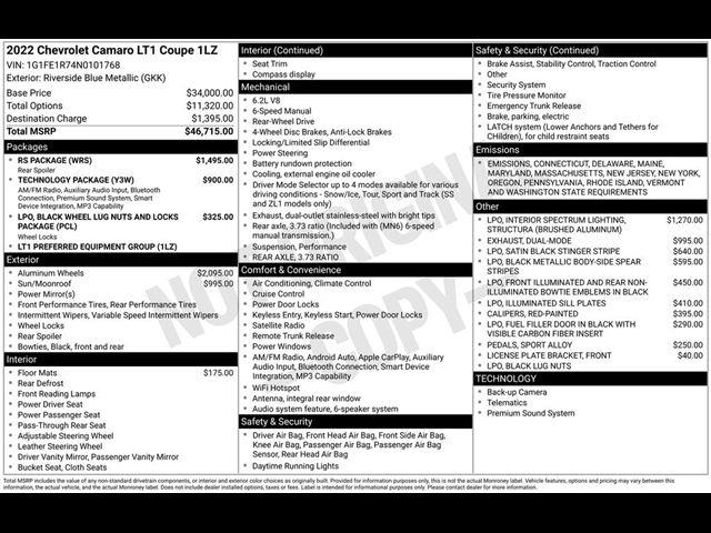 Chevrolet Camaro 1SS Coupe 6M 2022