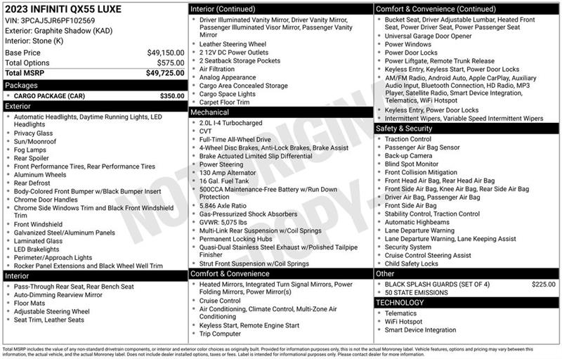 Infiniti QX55 LUXE 2023 Infiniti QX55 LUXE 2023