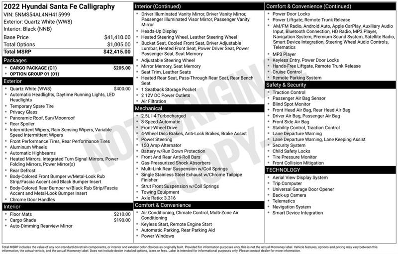 Hyundai Santa Fe Calligraphy 2022 Hyundai Santa Fe Calligraphy 2022
