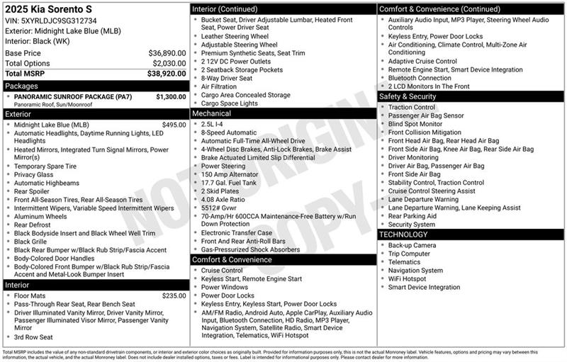 Kia Sorento S AWD 2025 Kia Sorento S AWD 2025