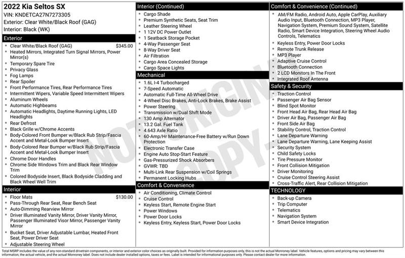 Kia Seltos SX 2022 Kia Seltos SX 2022